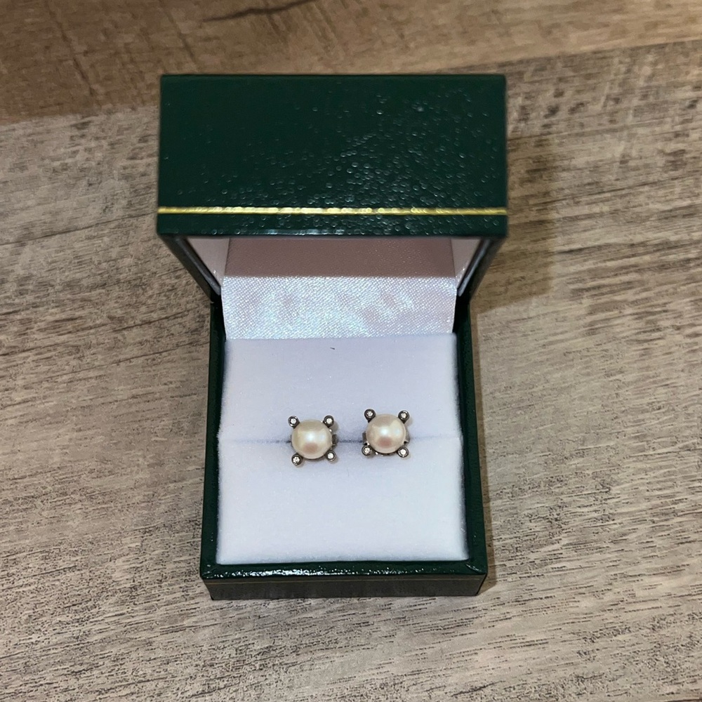 David Yurman Pearl & Diamond Stud Earrings